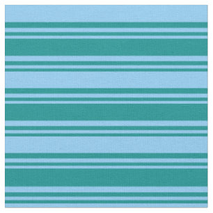 Dark Cyan and Light Sky Blue Pattern of Stripes Fabric