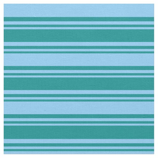 Dark Cyan and Light Sky Blue Pattern of Stripes Fabric
