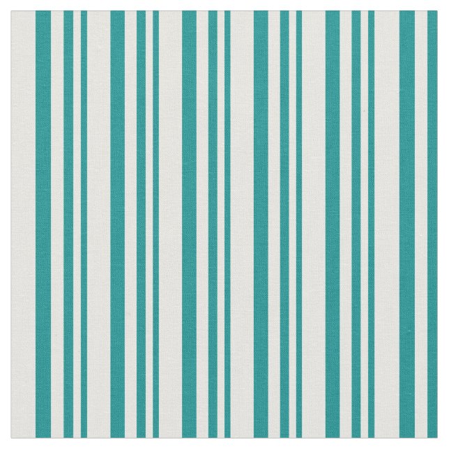 Dark Cyan and Mint Cream Stripes Pattern Fabric (Close Up)