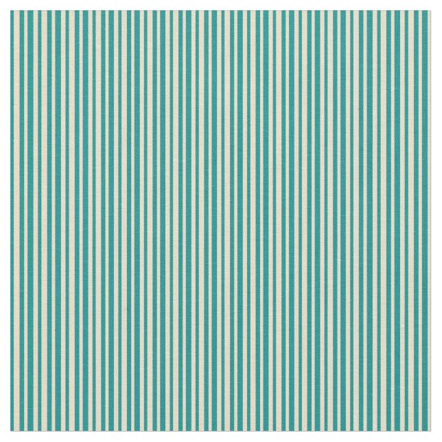 Dark Cyan and Tan Lines Pattern Fabric (Close Up)