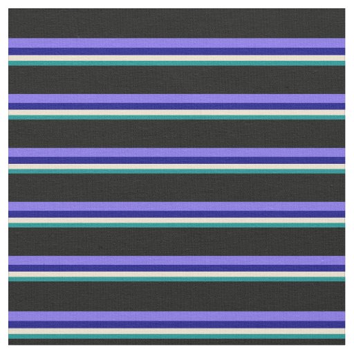 Dark Cyan, Beige, Blue, Medium Slate Blue & Black Fabric