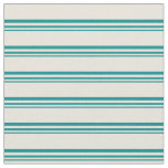 [ Thumbnail: Dark Cyan & Beige Colored Lined Pattern Fabric ]