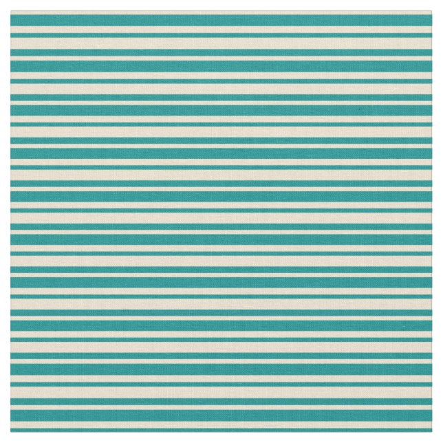 Dark Cyan & Beige Striped/Lined Pattern Fabric (Close Up)