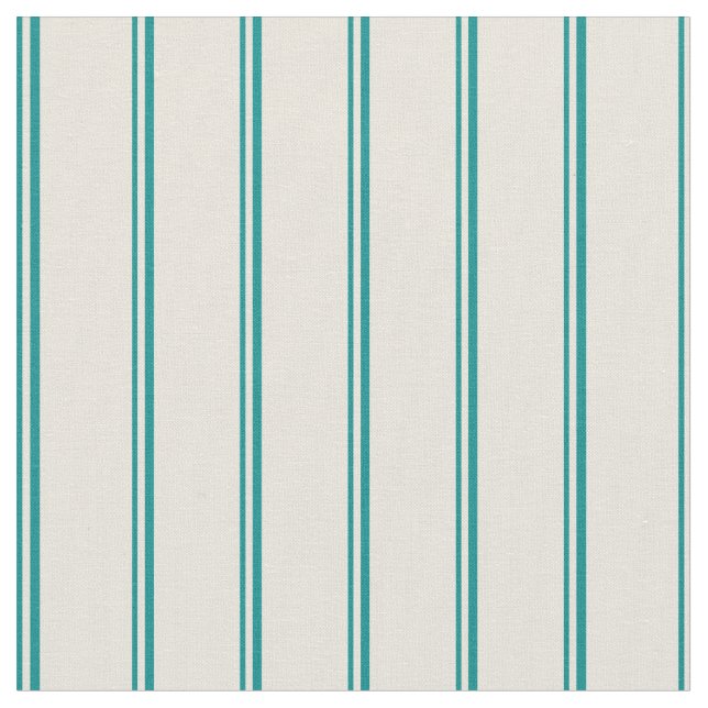 Dark Cyan & Beige Striped Pattern Fabric (Close Up)