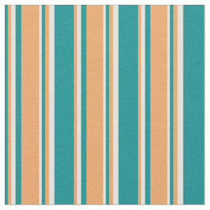 Dark Cyan, Brown & Light Cyan Colored Stripes Fabric