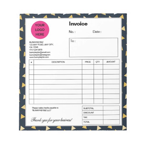 Dark Cyan Confetti Company Business Shop Invoice Notepad