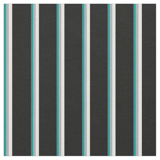 Dark Cyan, Dark Grey, Light Cyan & Black Lines Fabric