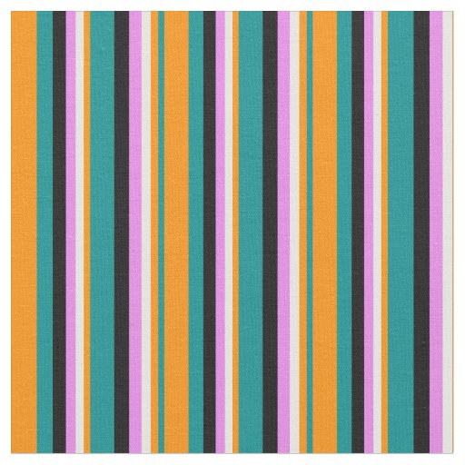 Dark Cyan, Dark Orange, Mint Cream, Violet & Black Fabric