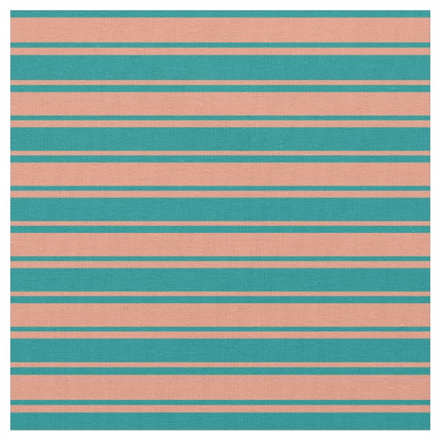 Dark Cyan & Dark Salmon Lines Fabric (Close Up)