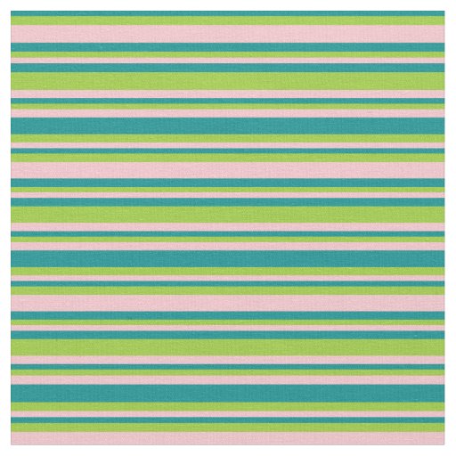 Dark Cyan, Green & Pink Stripes/Lines Pattern Fabric