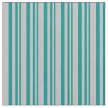 [ Thumbnail: Dark Cyan & Grey Colored Stripes/Lines Pattern Fabric ]
