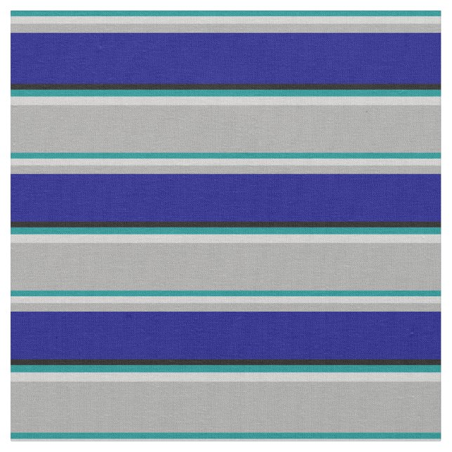 Dark Cyan, Light Grey, Dark Gray, Blue & Black Fabric (Close Up)