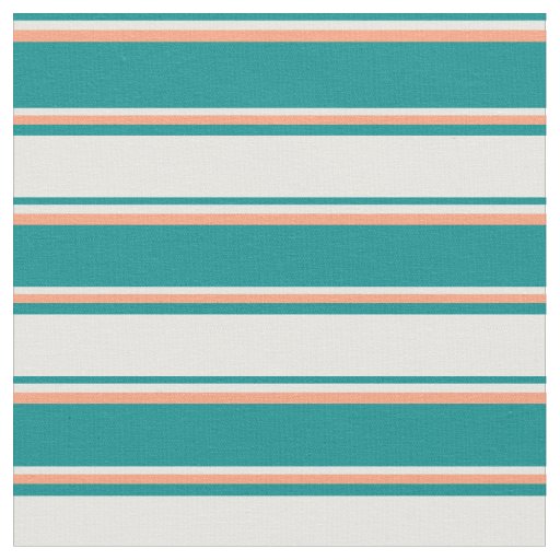 Dark Cyan, Mint Cream, and Light Salmon Stripes Fabric