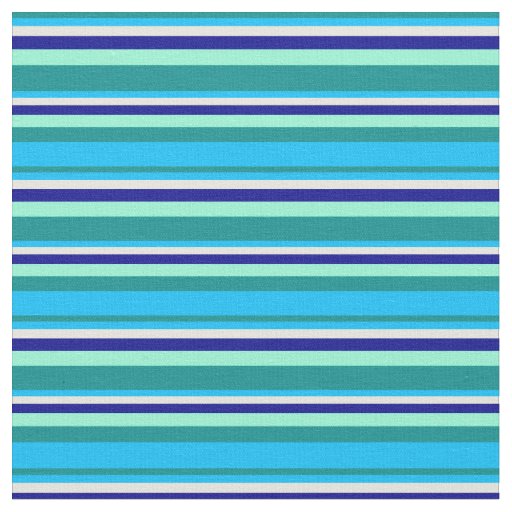 Dark Cyan, Sky Blue, Beige, Dark Blue & Aquamarine Fabric