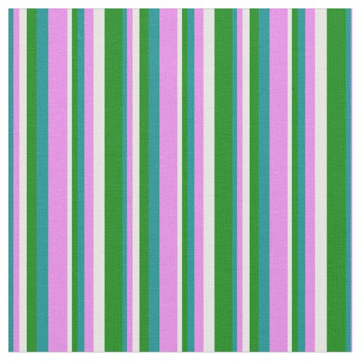 Dark Cyan, Violet, White, and Green Pattern Fabric