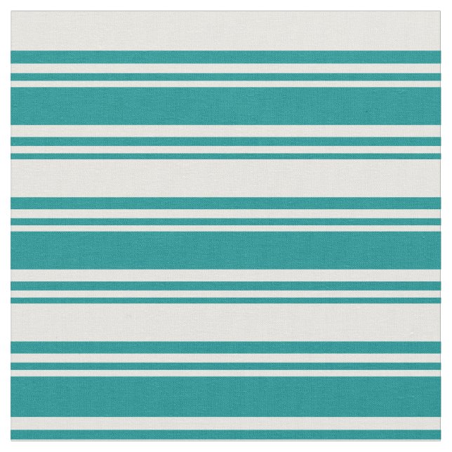 Dark Cyan & White Colored Stripes Pattern Fabric (Close Up)