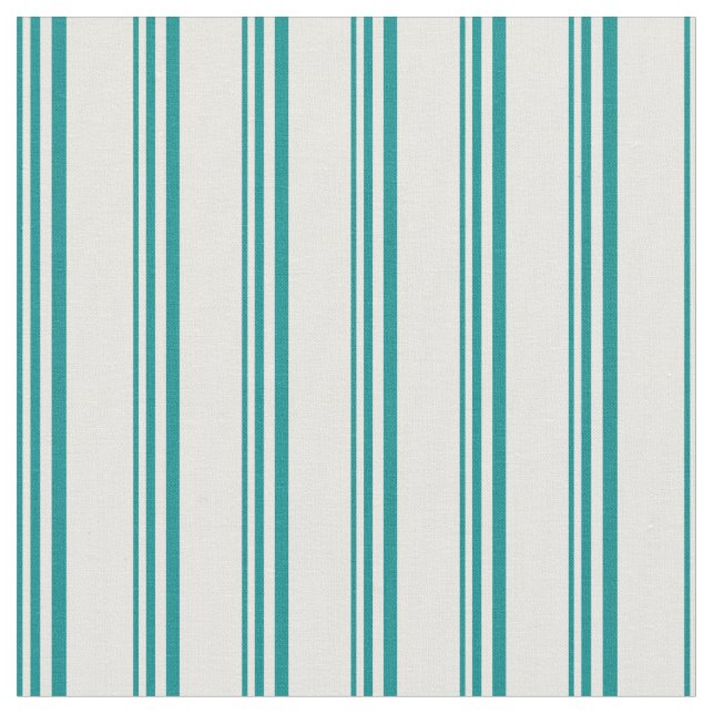 Dark Cyan & White Lined Pattern Fabric (Close Up)
