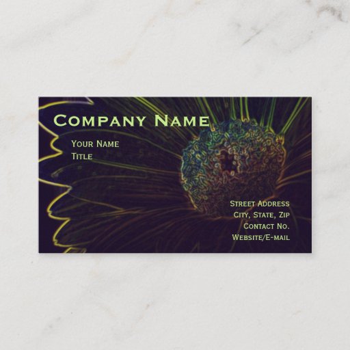 Customizable Dark Daisy Business Card Template on Cream Stock