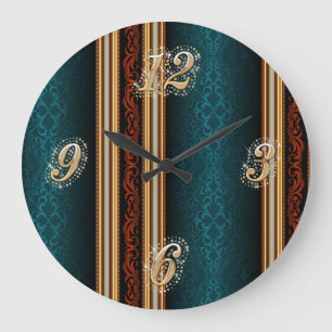 Dark Damask and Gold Wall Clock