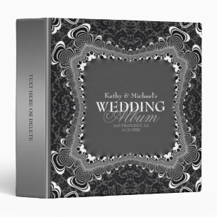 Dark Damask B&W+Silver Wedding Album Binder