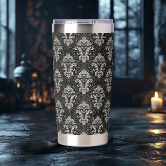 Dark Damask Design Insulated Tumbler