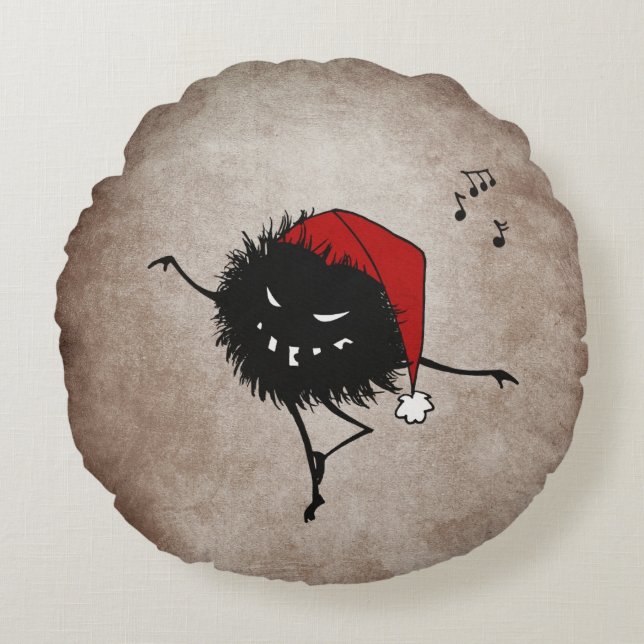 Dark Dancing Evil Christmas Bug Round Pillow (Front)