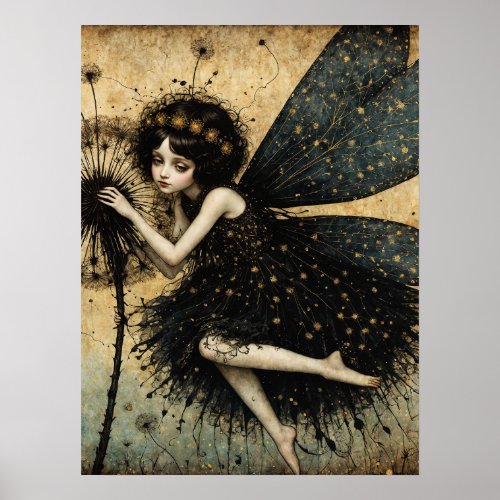 Dark Dandelion Fairy Poster