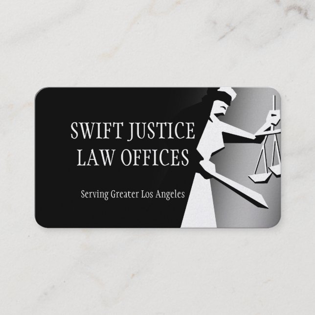 Dark Deco Lady of Justice Business Card (Front)