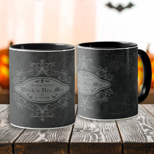 Dark Decorative Banner Witch Bats Skull Halloween Mug
