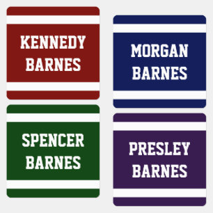 Dark Deep Colors Varsity Back To School Name Labels