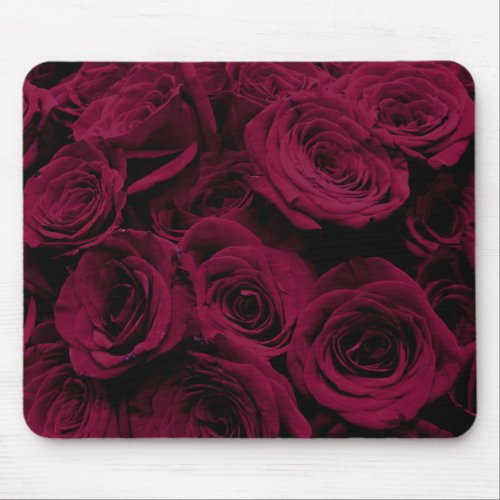 Dark deep red magenta burgundy roses  mouse pad