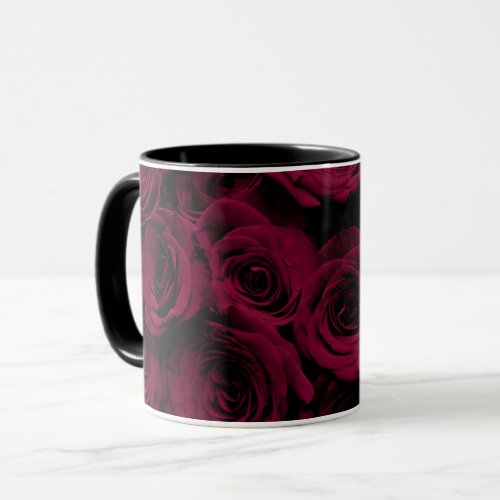 Dark deep red magenta burgundy roses  mug