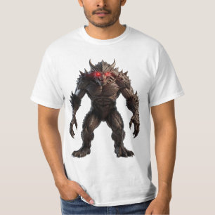 Dark Demon Monster with Glowing Red Eyes Fantasy C T-Shirt