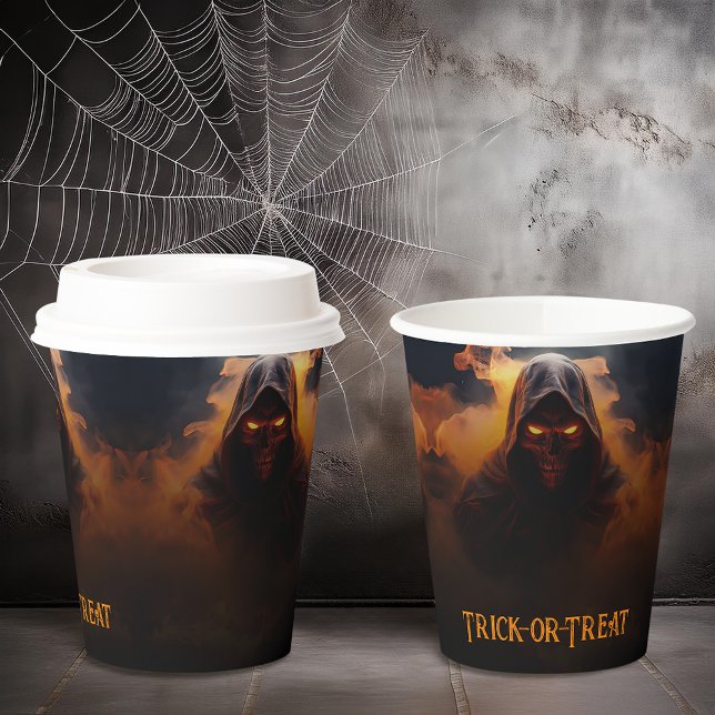 Dark demon with orange smoke halloween paper cups (Creator Uploaded)