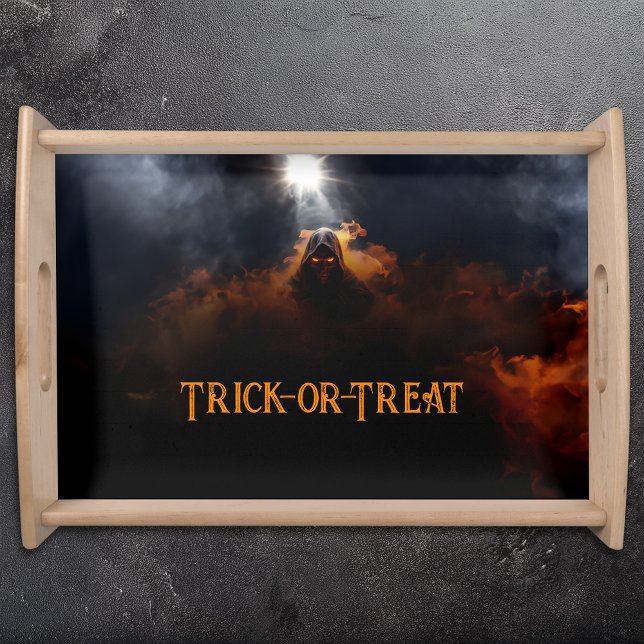 Dark demon with orange smoke halloween serving tray (Creator Uploaded)