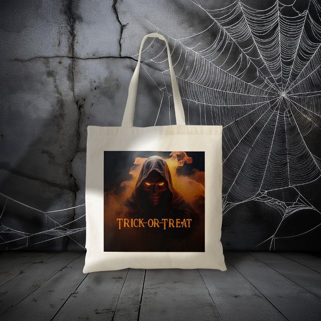 Dark demon with orange smoke halloween tote bag (Creator Uploaded)
