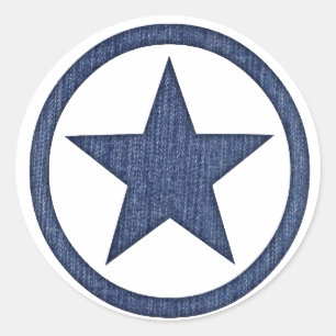 Dark Denim Fabric Western Star Badge Stickers