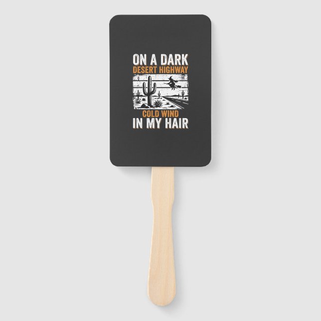 Dark Desert Highway Cactus Sunset Design_1 Hand Fan (Front)