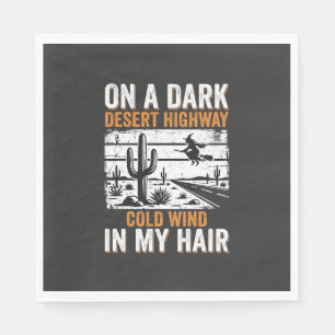 Dark Desert Highway Cactus Sunset Design_1 Napkins