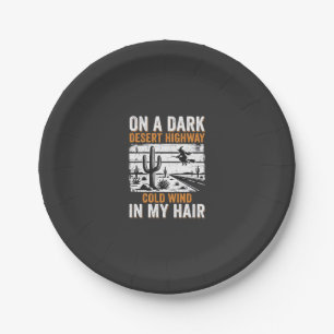Dark Desert Highway Cactus Sunset Design_1 Paper Plates