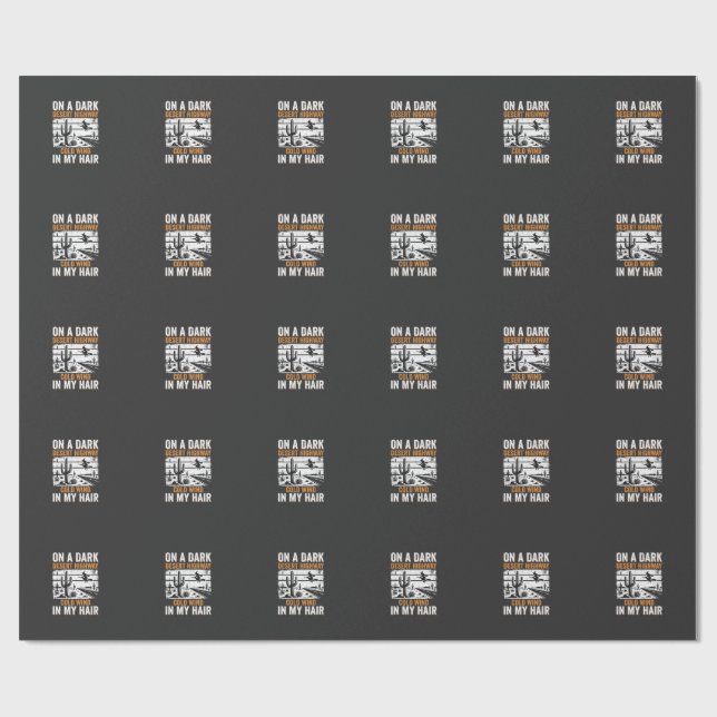 Dark Desert Highway Cactus Sunset Design_1 Wrapping Paper (Flat)