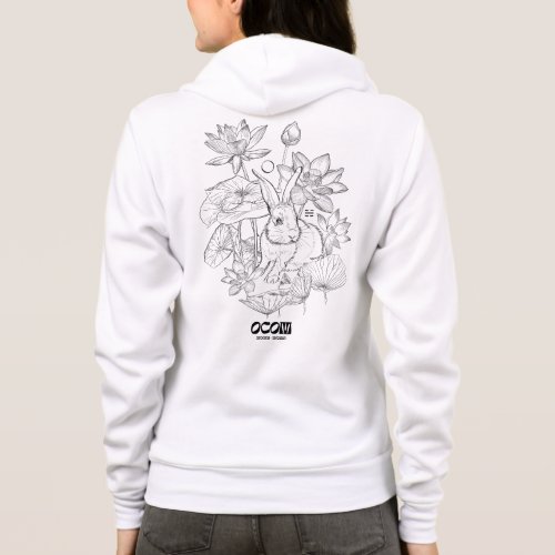 Dark Design on white background Graphic on back Hoodie