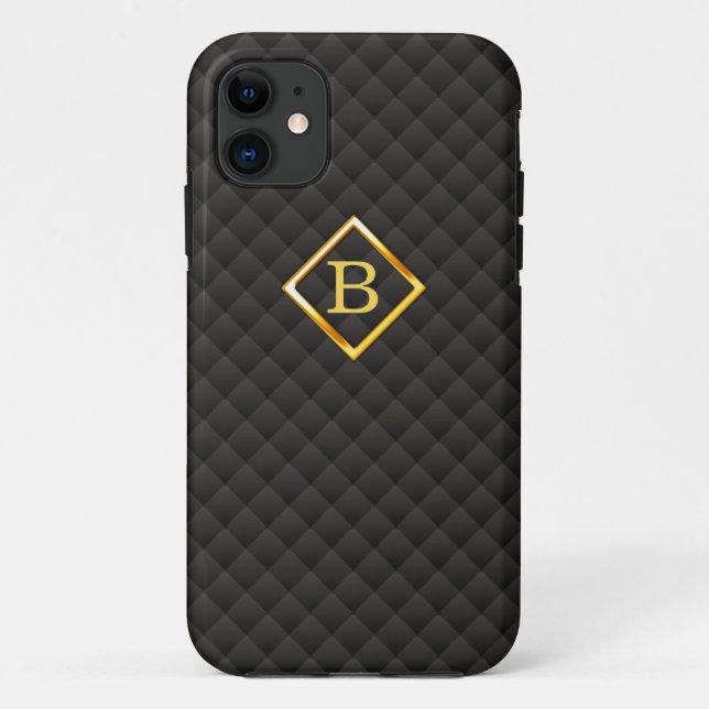 Dark Diamond Patterns Monogram iPhone 5 Case (Back)
