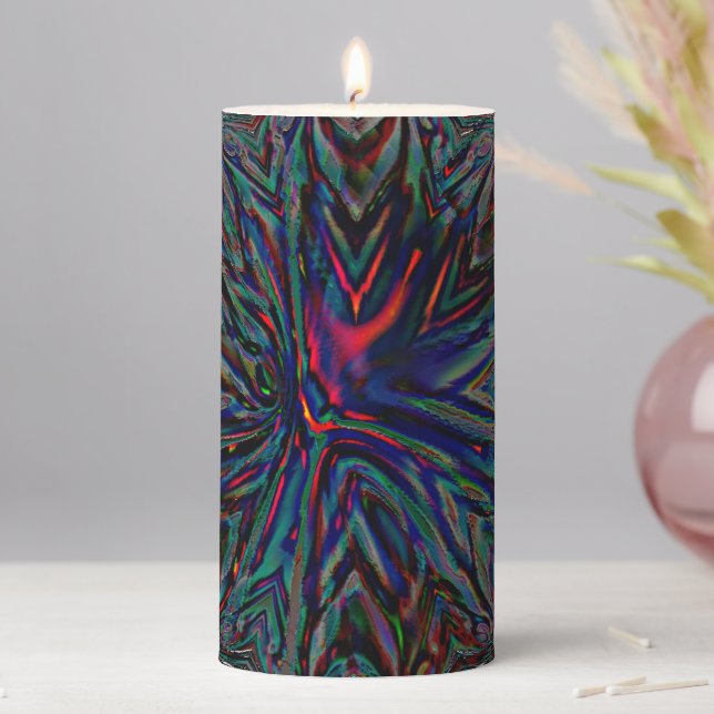 Dark digital rusty and rustic embossed strokes  th pillar candle (In Situ)