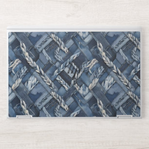 Dark Distressed Denim Patchwork And Braids HP Laptop Skin