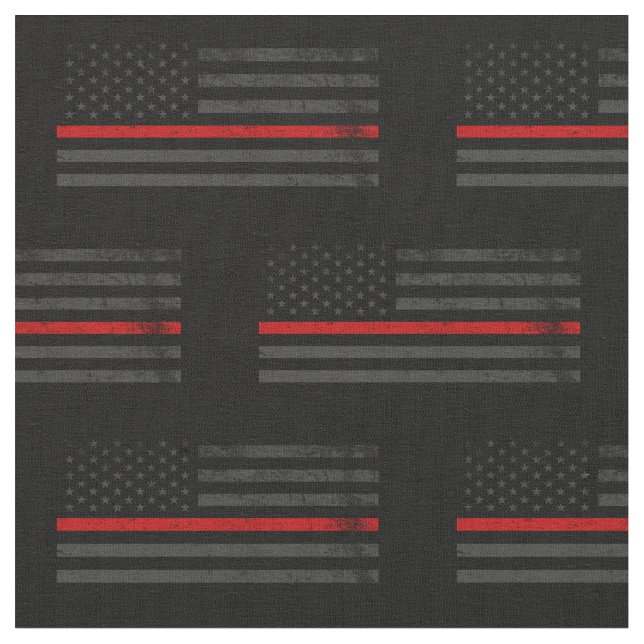 Dark Distressed Fire Fighter Flag Fabric (Close Up)