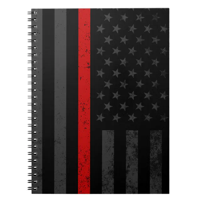 Dark Distressed Fire Fighter Flag Notebook | Zazzle