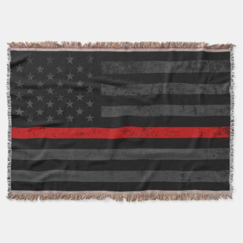 Dark Distressed Fire Fighter Flag Throw Blanket