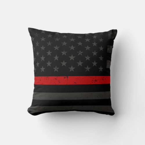 Dark Distressed Fire Fighter Flag Throw Pillow