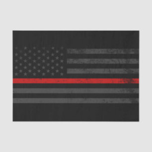 Dark Distressed Fire Fighter Flag Tissue Paper